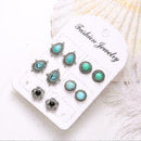 5Pairs of Blue Turquoise Peacock Feather Earrings Court Retro Fashion Earri S7D9