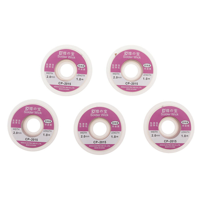 5 Pack BGA Desoldering Soldering Tin Remover Braided Copper Wire 1 M Spool