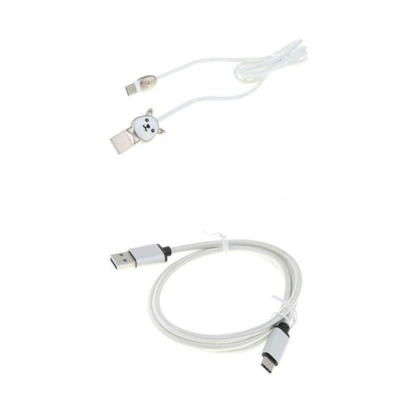 USB Android Charging Cord TPE Data Sync Quick Charger Cable White+ Nylon Braided