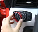 For Ford Mustang 15-18 Red Alloy Head light Switch Button Cover Trim Decor Ring