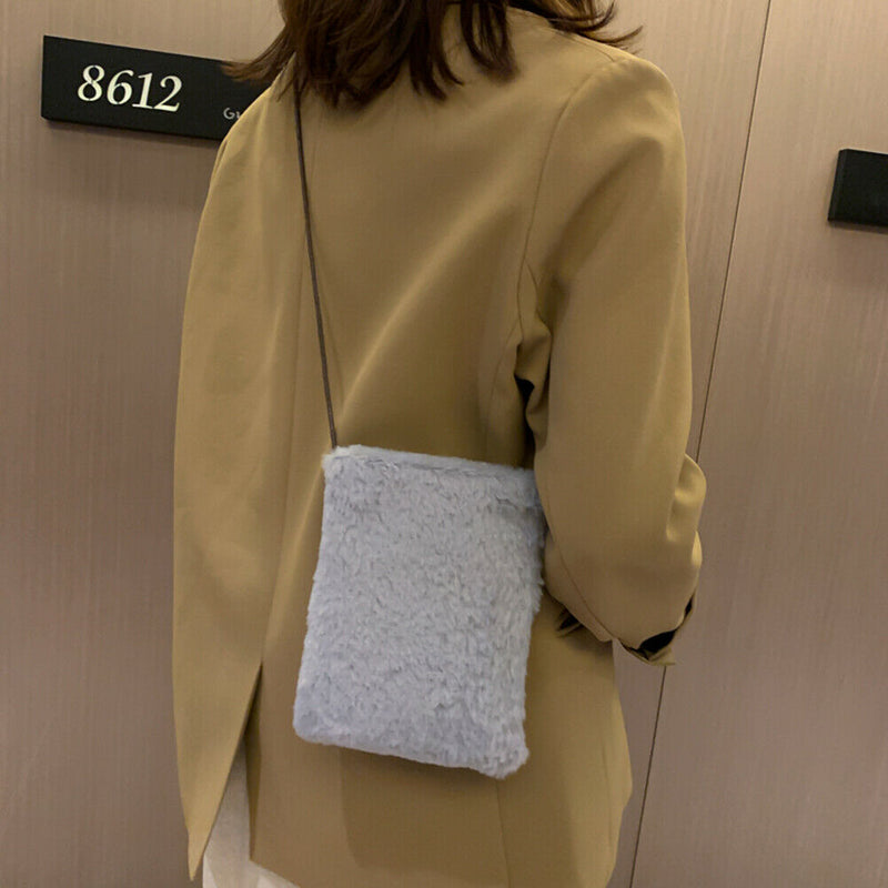 Retro Plush Shoulder Messenger Bag Women Money Purse Mini Clutch (Style 1)