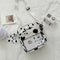 Canvas Women Crossbody Bags Cow Print Clear Splicing Shoulder Pouch (1)