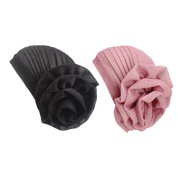 2x Women Large Muslim Flower Hijab Turban Ruffle Head Chemo Scarf