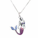 Blue Crystal Mermaid Mood Necklace Color Change Pendant Liquid Thermo