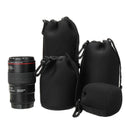 4Pcs Neoprene Camera Lens Pouch Soft Bag Case Protector For Canon Nikon Sony Set