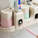 Automatic Toothpaste Dispenser + Toothbrush Holder Cup Wall Hanging Moun QTE
