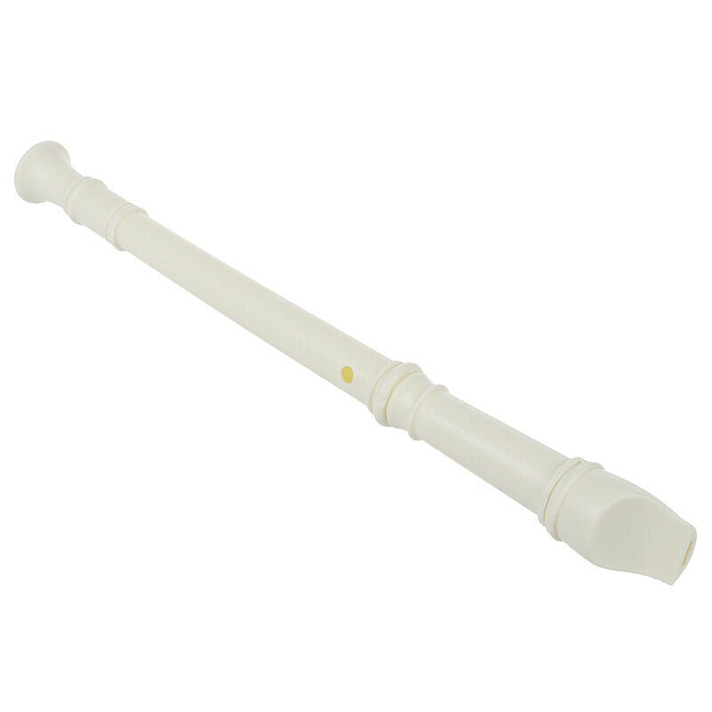 Students Off White Plastic 8 Holes Flute Recorder w Cleaning Stick