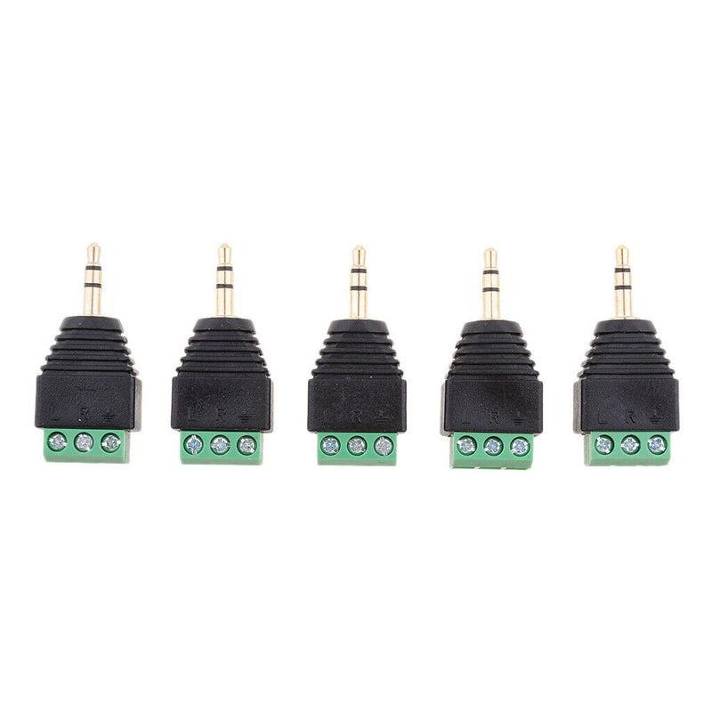 5x Audio 3 Pole 3.5mm Male to 3 Pin Female Video Balun Adapter for Earphone