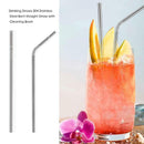 8pcs Stainless Steel Reusable Bent Straight Drink Straws with Cleaner Brush A