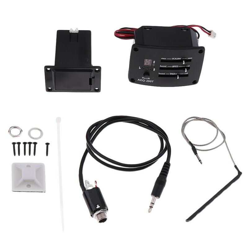 1 Set 3 Band Eq Equalizer Preamp Pickup Piezo Amplifier Aeq-200t Black For
