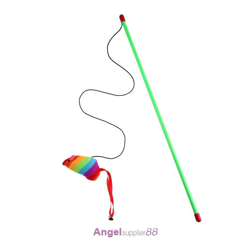 Funny Cat Rods Interactive Toys Cat Teaser Stick Mouse Steel Wire Colourful