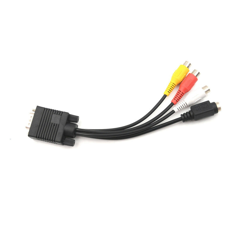 Video Cable Laptop PC HDTV Connector VGA Male to S-Video 3 RCA Jack Converter %o