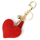 5pcs Love Pendant Tassel Keychains Fashion Heart Rhinestone Keyring Gift