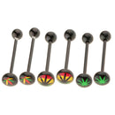 6 Pieces 16G Stainless Steel Tongue Ring Barbell Piercing Body Jewelry Black