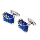 Men Fashion Blue Crystal Cufflink Shirt Suit Cuff Links Wedding Jewelry Gift