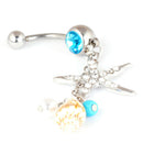 Crystal Rhinestone Starfish Conch Dangle Button Belly Navel Ring Body PiercinJ!E