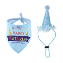 Pet Cat Dog Happy Birthday Headwear Hat Saliva Towel Party Costume (Blue) A