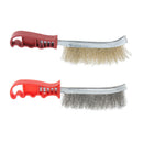 Steel Heavy Duty Dense Wire Hand Brush For Metal Rust Paint Cleaning Dark Red
