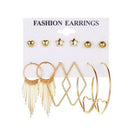 6Pcs/set Fashion Women Alloy Heart Geometries Dangle Earrings Charms Jewelry