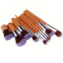 11 Bamboo Cosmetic Brushes Eyelash Powder Foundation Female Makeup Beauty Tool