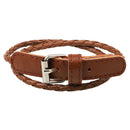 Unisex European Fashion Multilayer Simple Knit Leather Bracelet (Brown) A