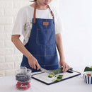 Fashion Nordic Style Whole Cotton Unisex Leather Denim Apron Coffee Shops W
