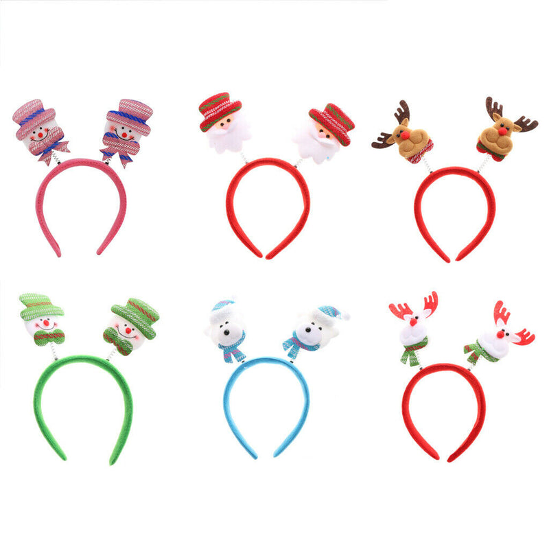 6 Pieces Christmas Headbands - Funny Reindeer Snowman Head Boppers for kids