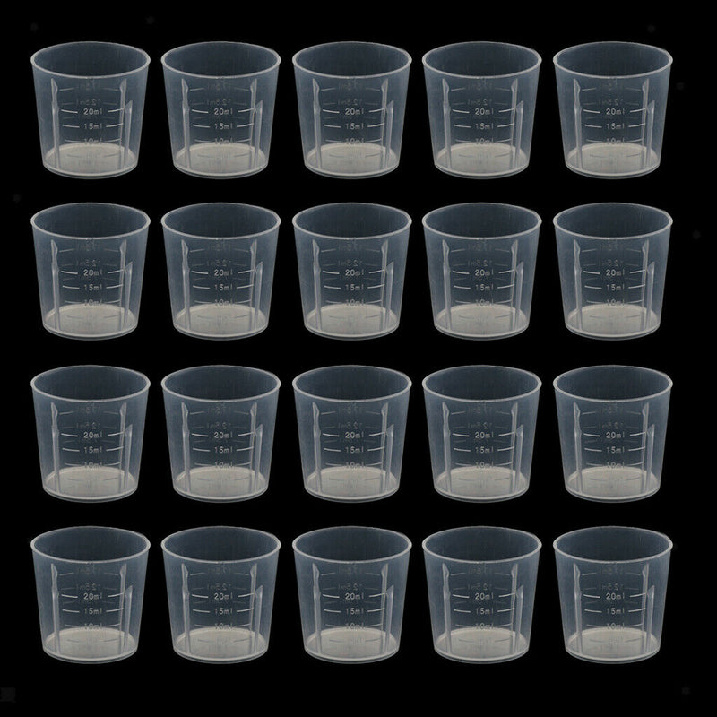 20pcs 20ml Plastic Mini Lab Cylinder Measuring Cup With Scale For Reptile