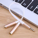 3.5mm Stereo Audio Male to 2 Female Headphone Mic Y Splitter Cable Adapter