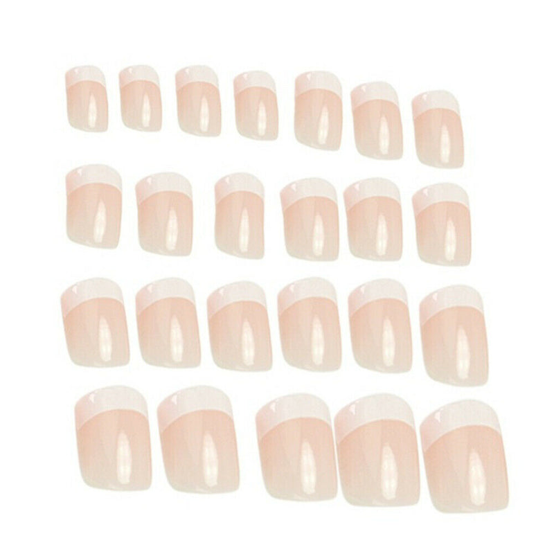 2Women French Short Full Cover False Nails Art Tips Manicure Glue
