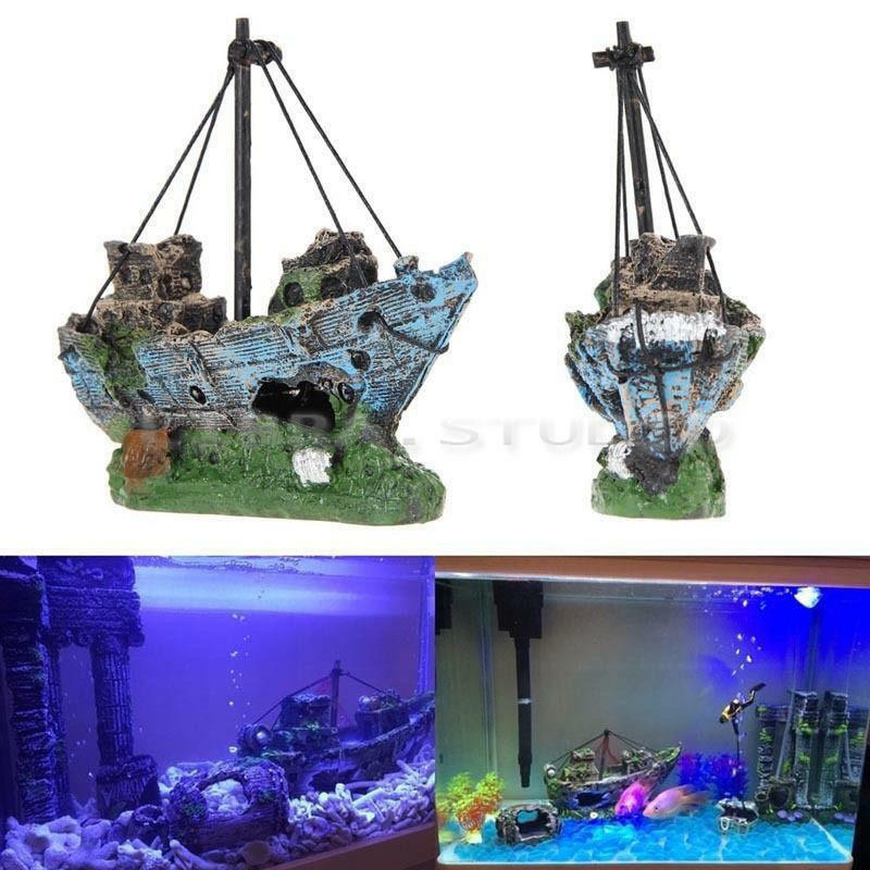 Aquarium Ornament Wreck Boat Sunk Ship Shipwreck Fish Tank Cave Decor