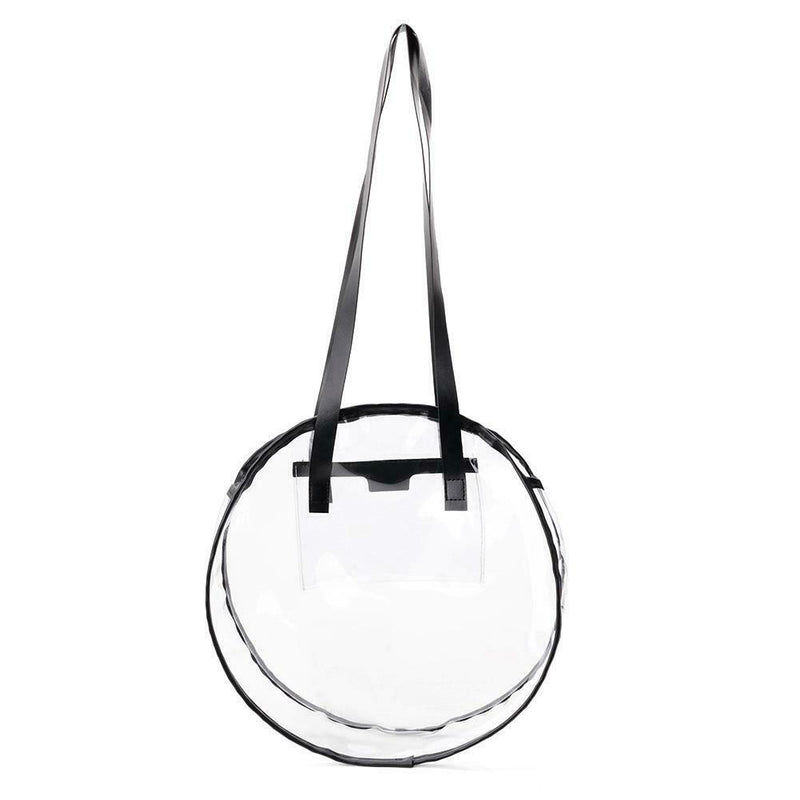 Summer Beach Round Transparent Women Handbag Tote Shopping Bags (Black)