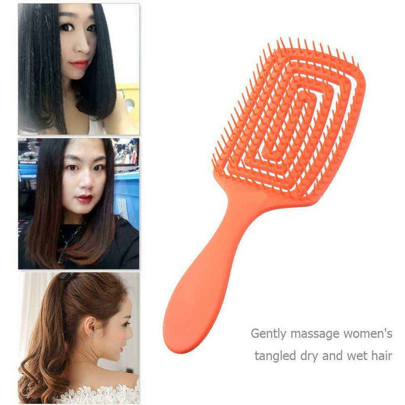 Hollow Hair Brush Scalp Massage Comb Hairdress Styling Hairbrush (Orange)