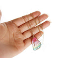 Crystal Chakra Natural Rainbow Stone Necklace Rock Chain Quartz Pendant Jewelry