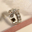 4X(New Plated Disc Ring Gorgeous Round White Rhinestone Engagement Ring WedW9S2)