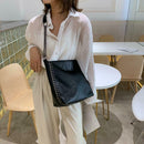 Large Rivet Totes Solid Color Shoulder Handbags Women Leather Crossbody Bag