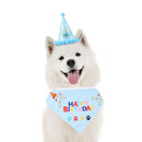 Pet Cat Dog Happy Birthday Headwear Hat Saliva Towel Party Costume (Blue) A