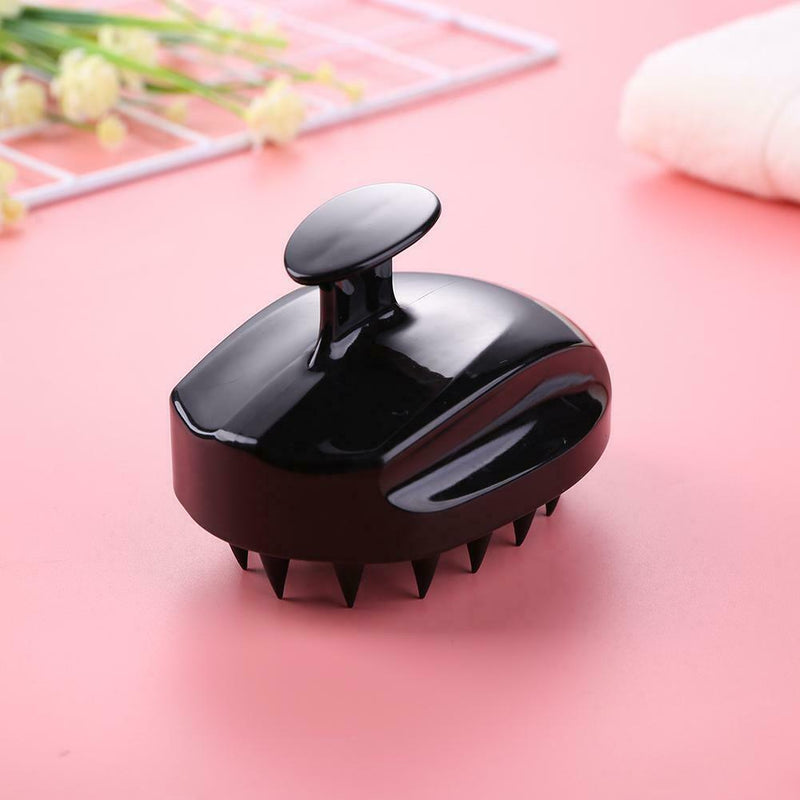 Silicone Shampoo Scalp Massage Brush Bath Body Hair Washing Comb (Black)