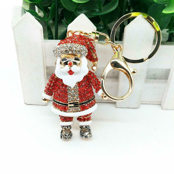 Christmas Rhinestone Santa Claus Bag Pendant Keychain Car Key Ring Jewelry #gib
