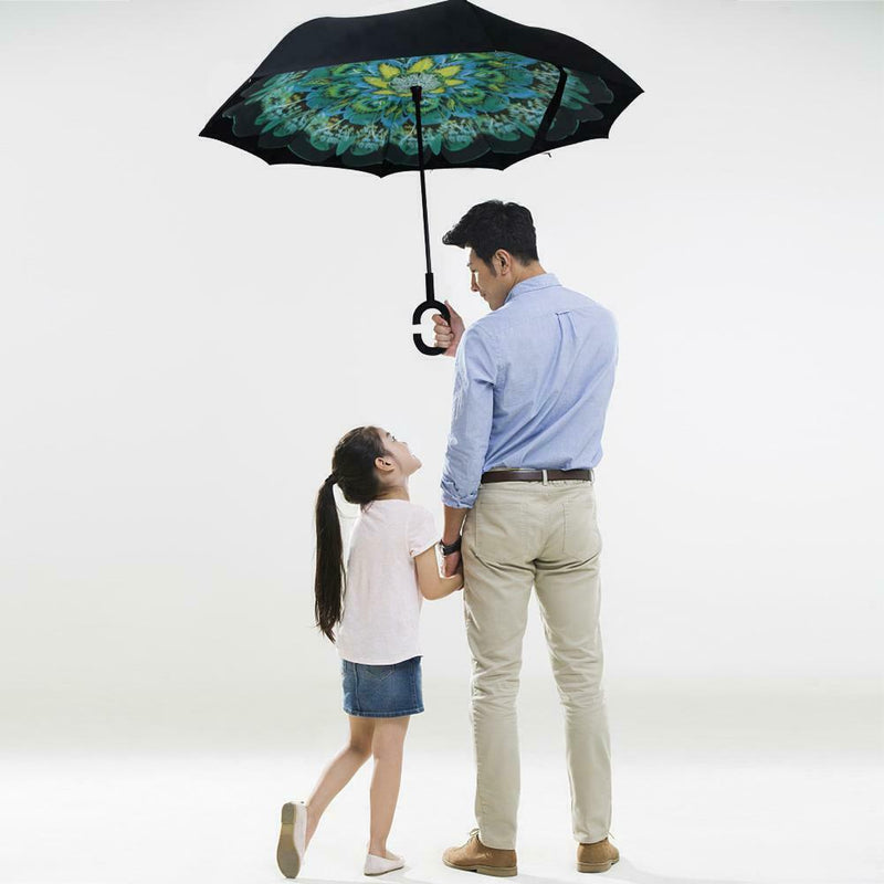Womens Reverse Umbrella Double-Layer Uv Protection Upside Down Umbrella
