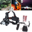 Professional LED headlamp head lamp 8000LM 3xT6 incl.2x18650 battery + charg_