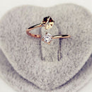 Women Cubic Zircon Alloy Jewelry Opening Finger Ring Adjustable Rhinestone Ring