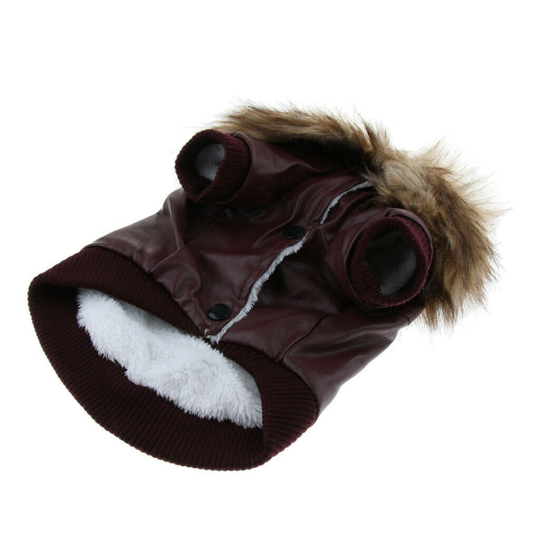 Pet Cat Dog Warm Clothes Winter Coat Dog Cat Pet Jacket Costume Wine Red XL