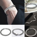 Mens Stainless Steel Chain Classic Bracelet Curb Link Fashion Wristband 19CM