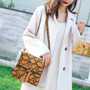 Fashion Serpentine Messenger Bag Women PU Leather Shoulder Handbag (Yellow) A