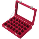 24 grid Display Box Jewelry Storage Glass Bracelet Watch pillow Buckle Rose