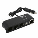 Dual USB Port Car Charger 4 Way Cigarette Lighter Socket Splitter Power Adapter