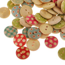100Pcs 15mm Printed Wooden Handmade Buttons Sewing Clothing Accessories DIY