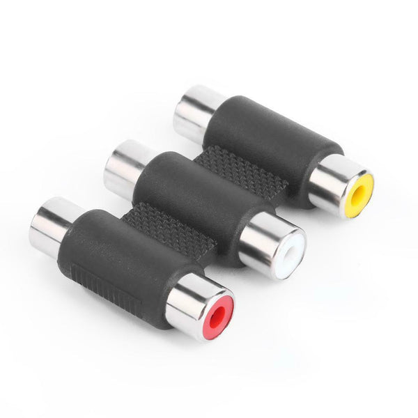 2pcs 3RCA Female to Female Coupler AV Video Audio Adapter Cable Connectors A#S
