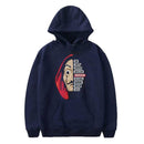 Fashion Women Men Hoodies Winter Print Long Sleeve Tops (Navy Blue)(S)